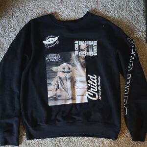Star Wars Black Crewneck Sweatshirt with The Child Graphic